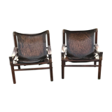 Fauteuils Safari en cuir années 1960