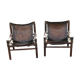 Leather Safari Armchairs, 1960s, Set of 2