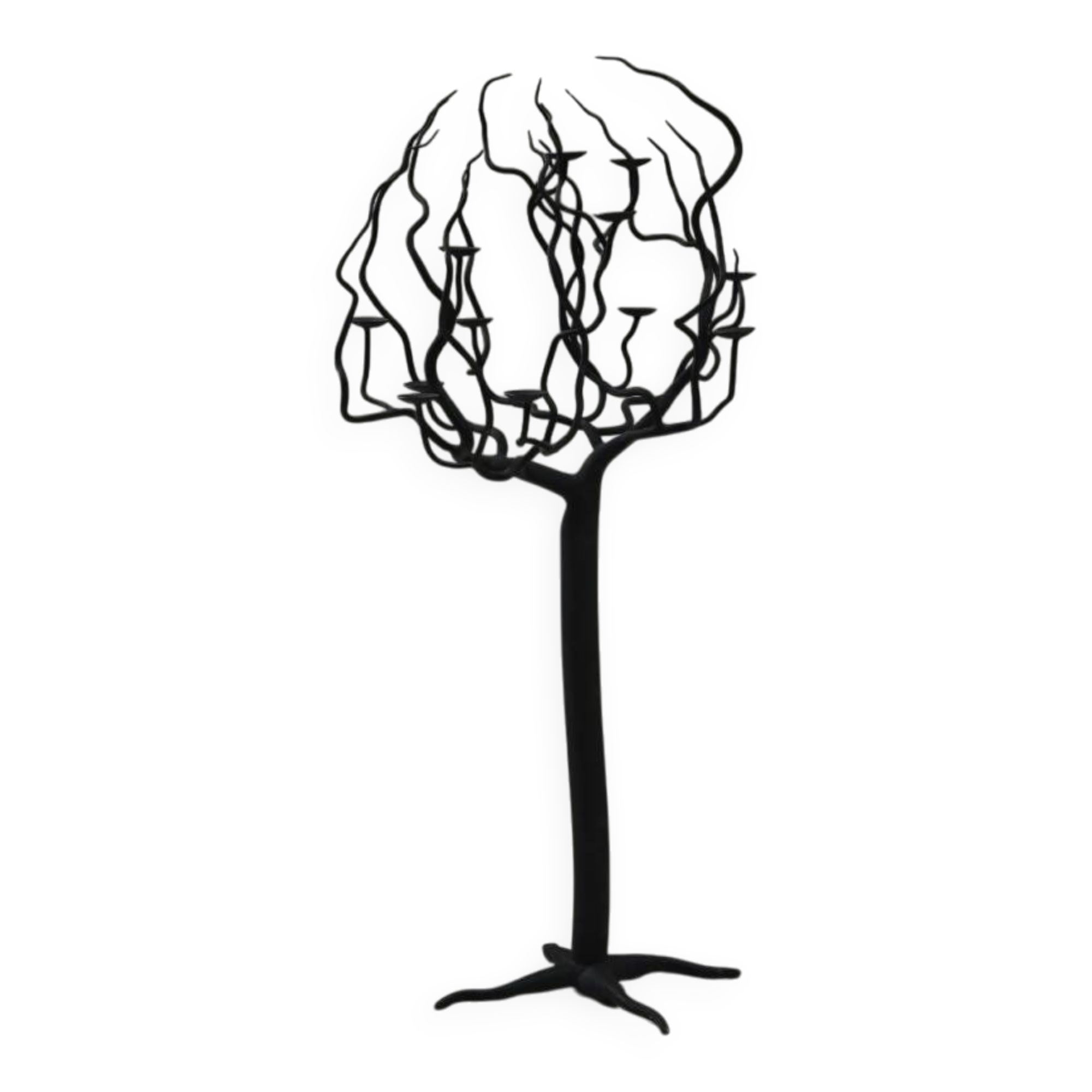 Black brutalist tree floor candle holder “tree of life”, 1970s.