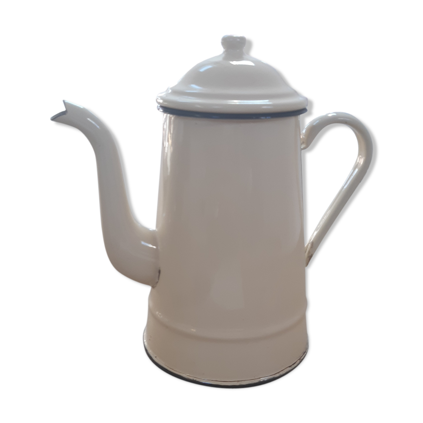 Cream metal teapot