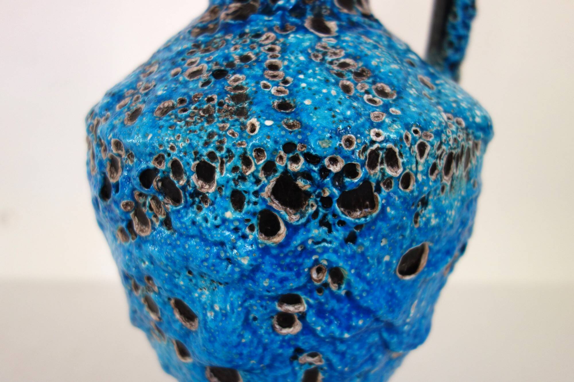 Large Fat Lava enamel vase by Charles Cart, Sea Foam, 1960