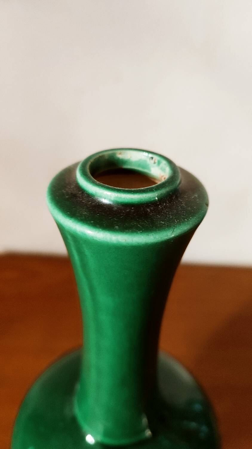 Green ceramic baluster vase