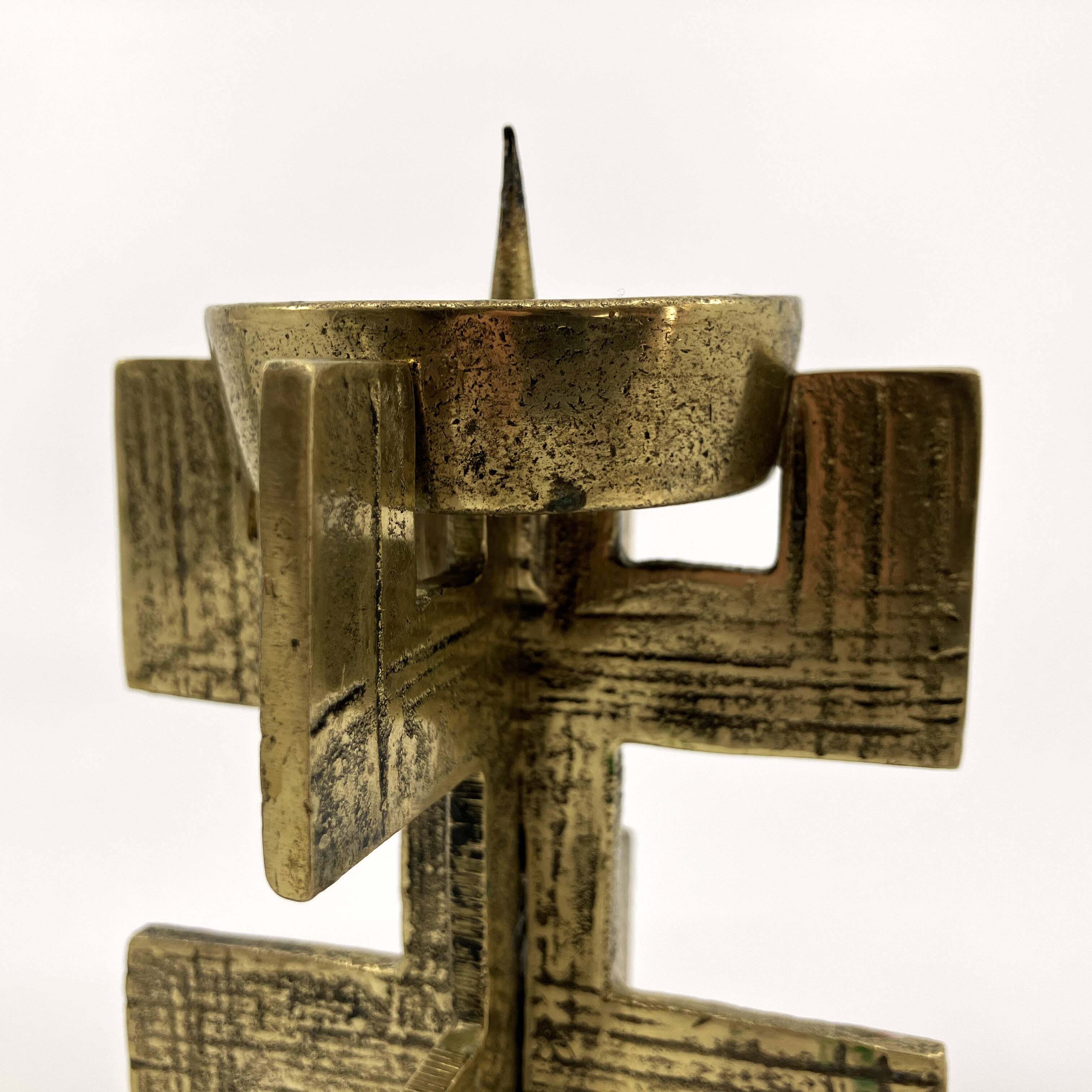 Brutalist candlestick • Austria • Brass • 1970