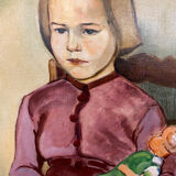 Portrait ancien de jeune fille signé Delvaux