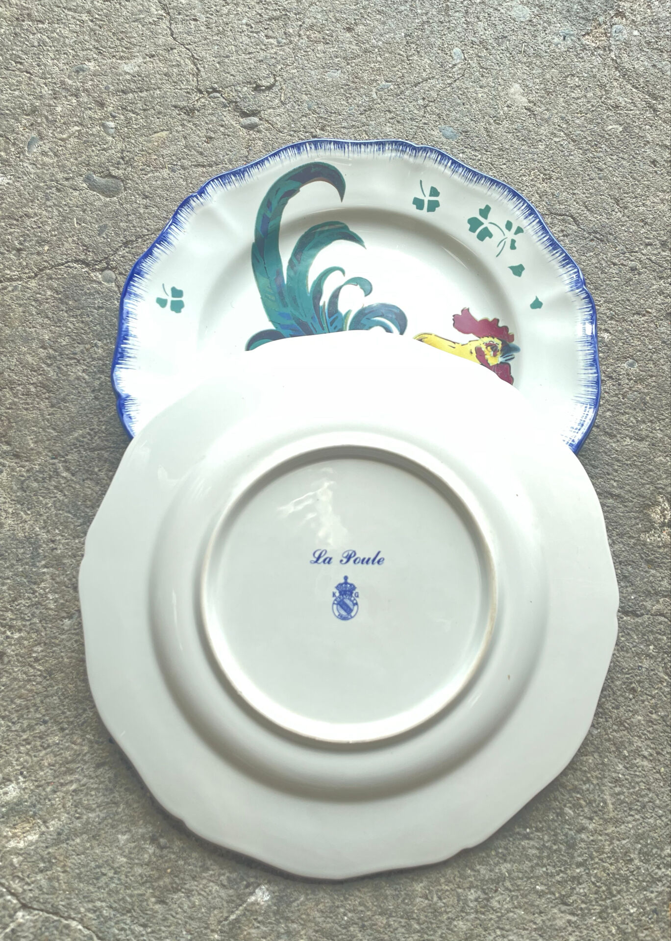 Flat plate the hen et coq earthenware Luneville series
