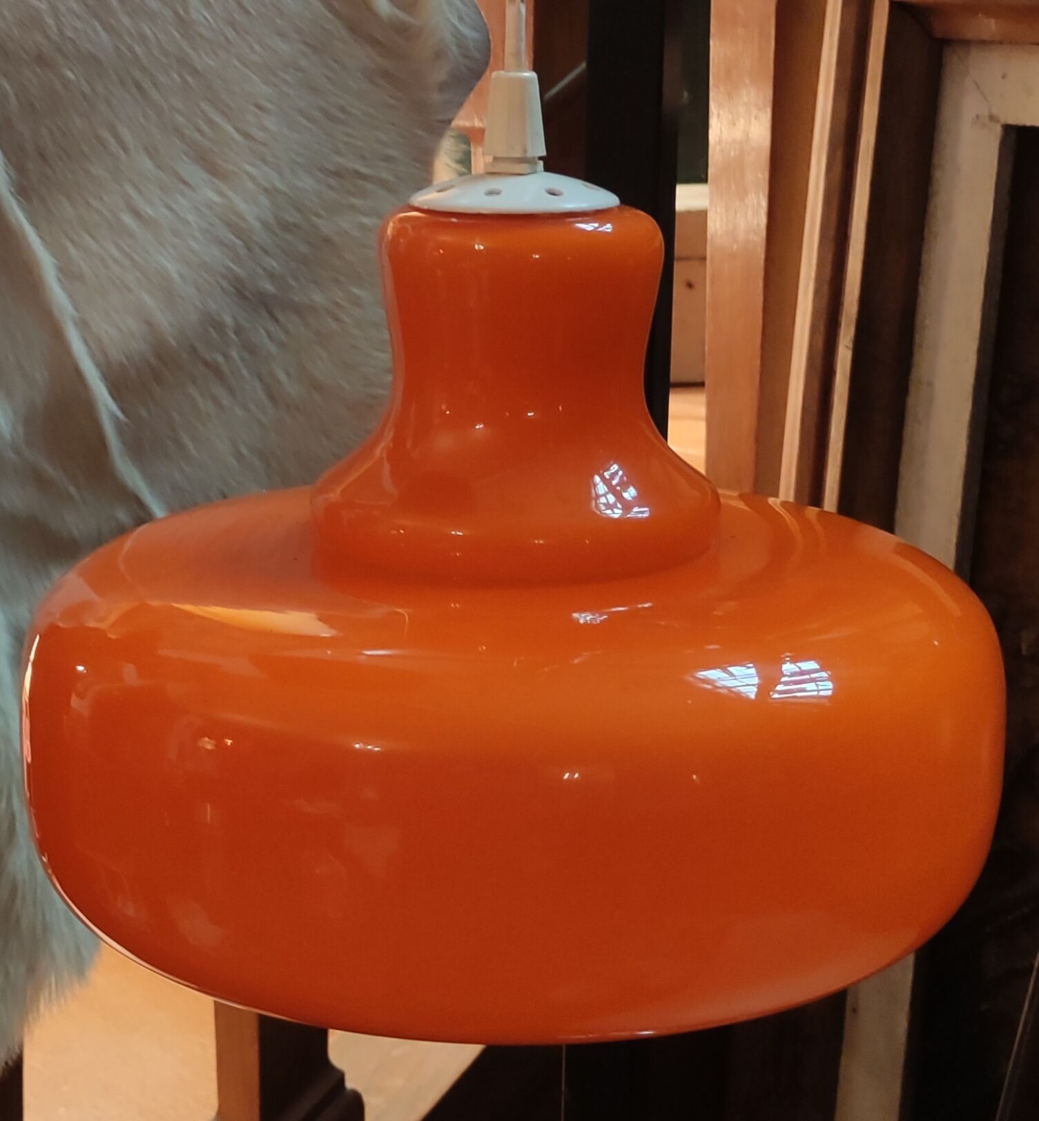 Vintage orange opaline pendant lamp