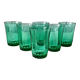 6 verres 12 cl rétro verre vert émeraude france, petits verres vintage