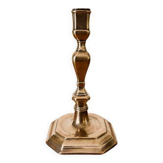 Vintage brass candle holder – octagonal base