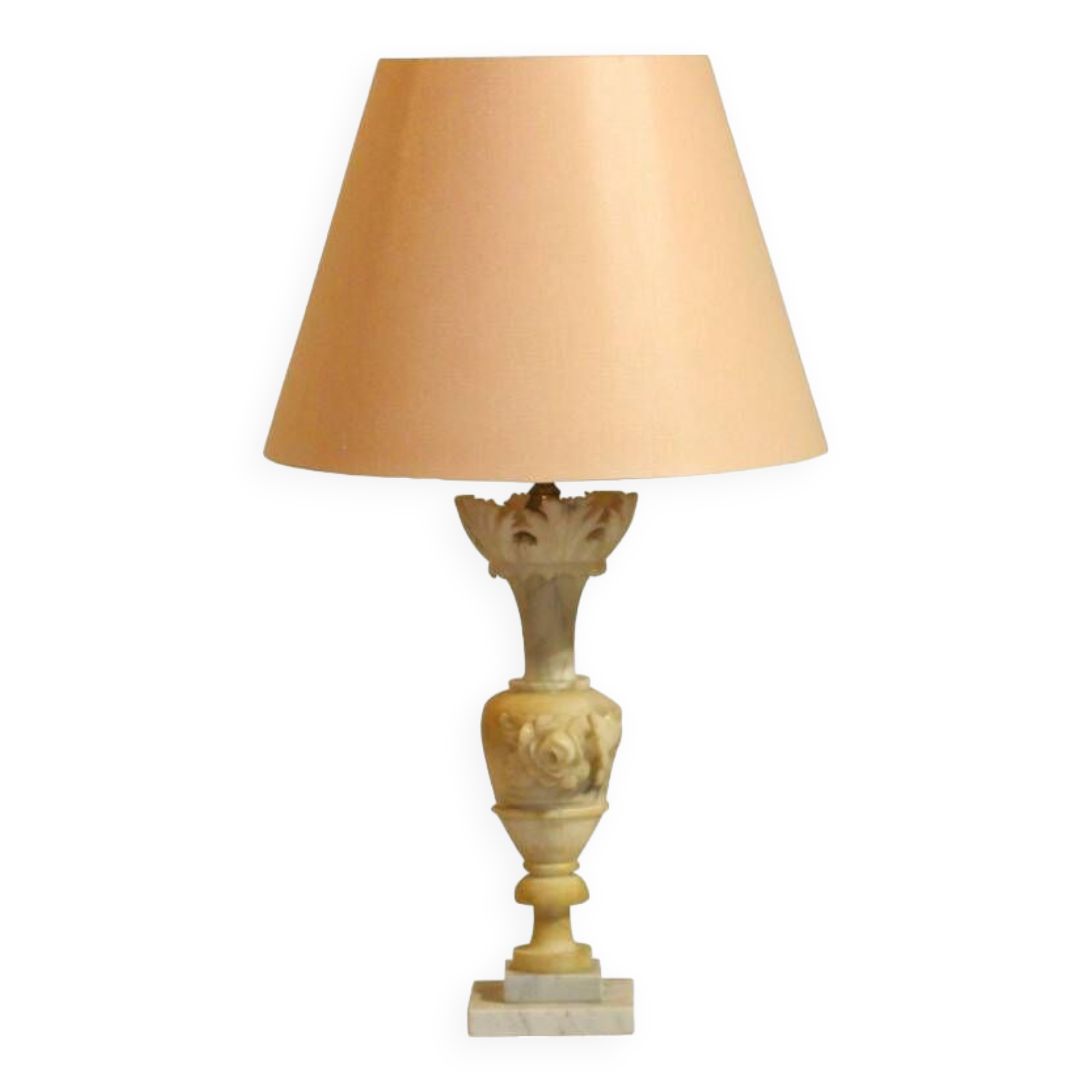 Vintage Alabaster Table Lamp With Marble Base, 1970s