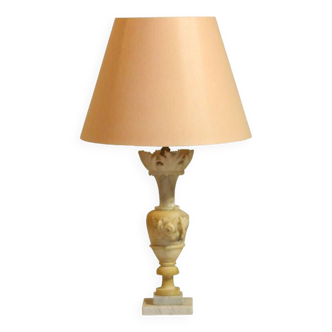 Vintage Alabaster Table Lamp With Marble Base, 1970s