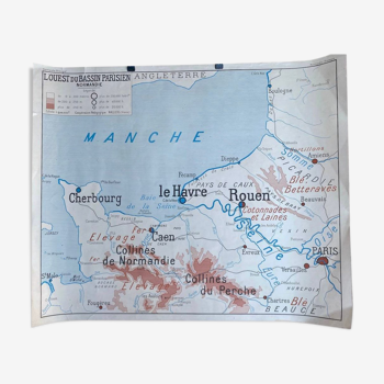 Affiche géographique - bretagne - normandie - rossignol