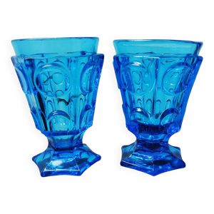 2 verres anciens bleu
