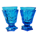2 antique blue Charles X glasses