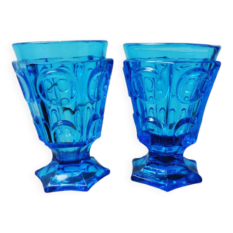 2 antique blue Charles X glasses