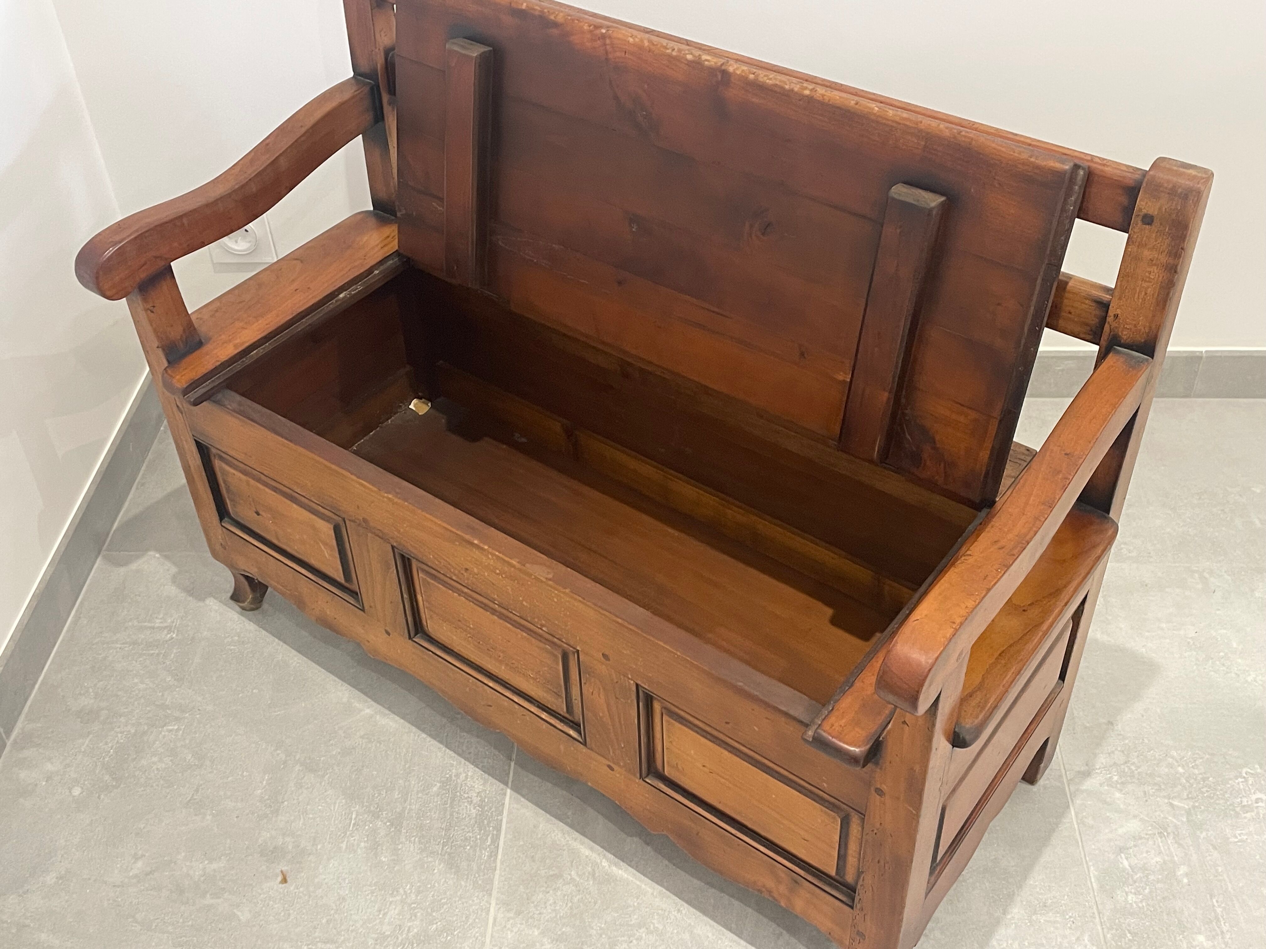 Rustic fruit wood chest bench, children's room