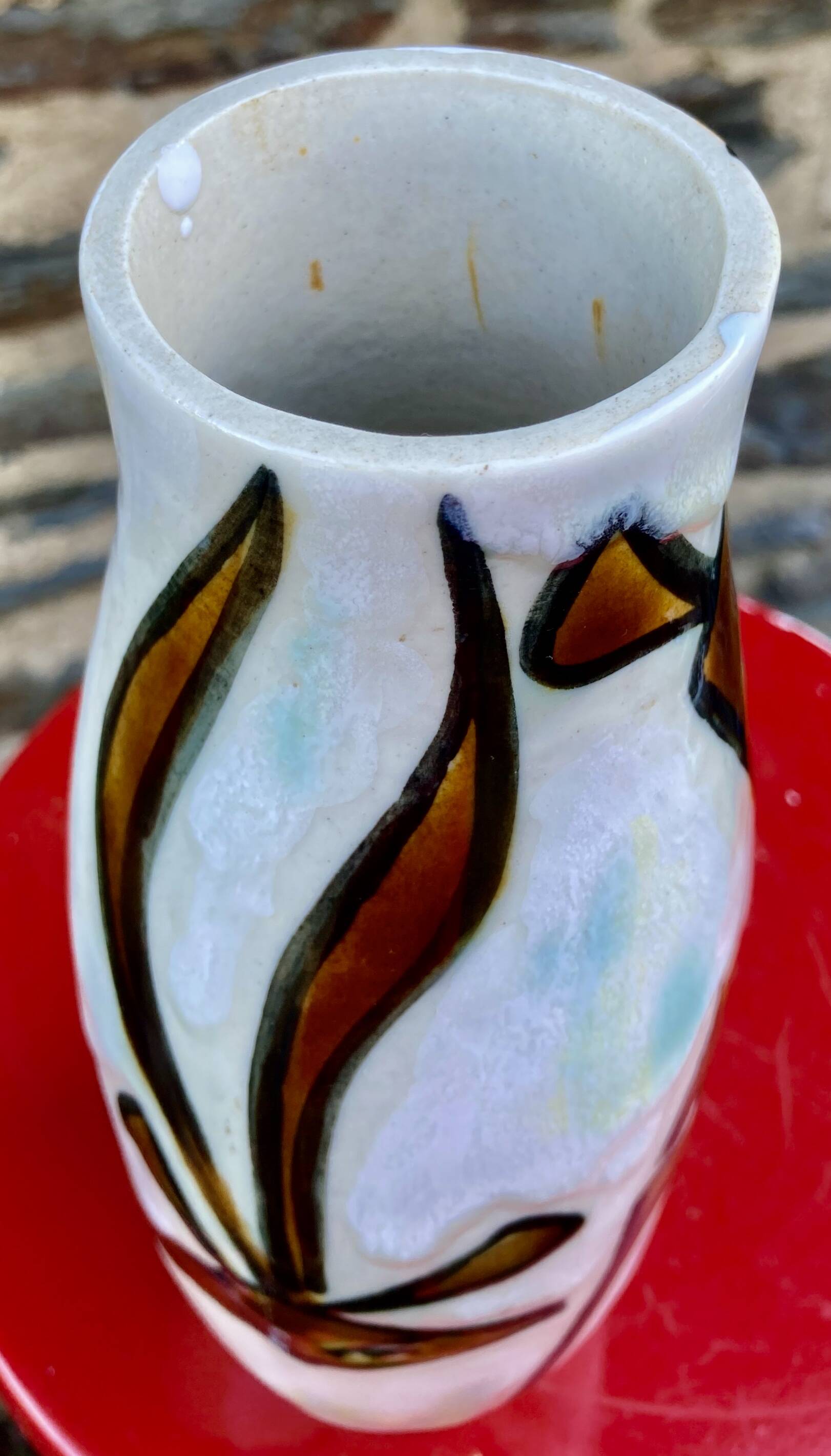 Vase céramique décor de faon signé Jacques Marie pièce unique