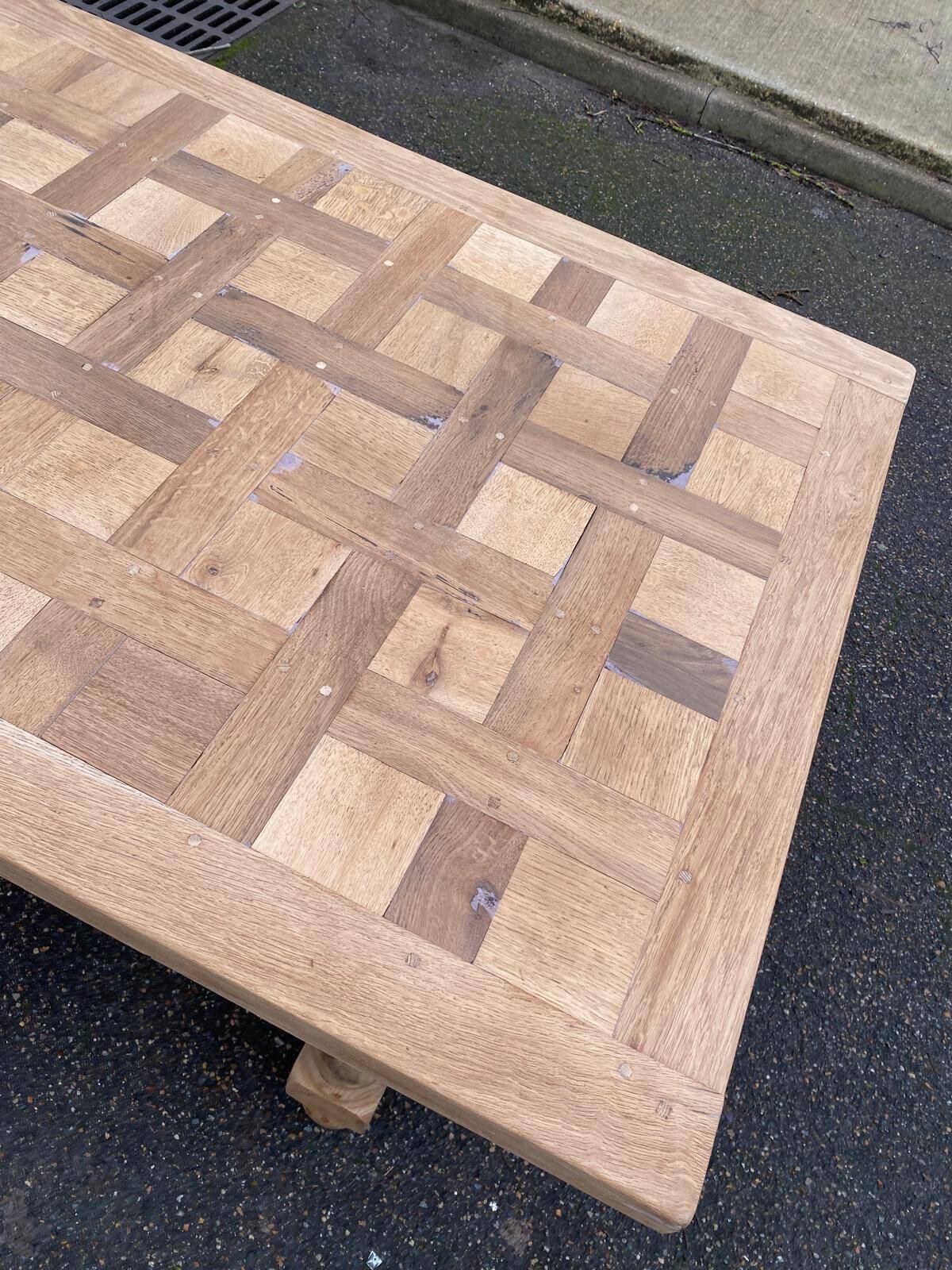Renovated farmhouse dining table in solid oak 210cm 19th century