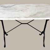 Oval marble and cast iron bistro table