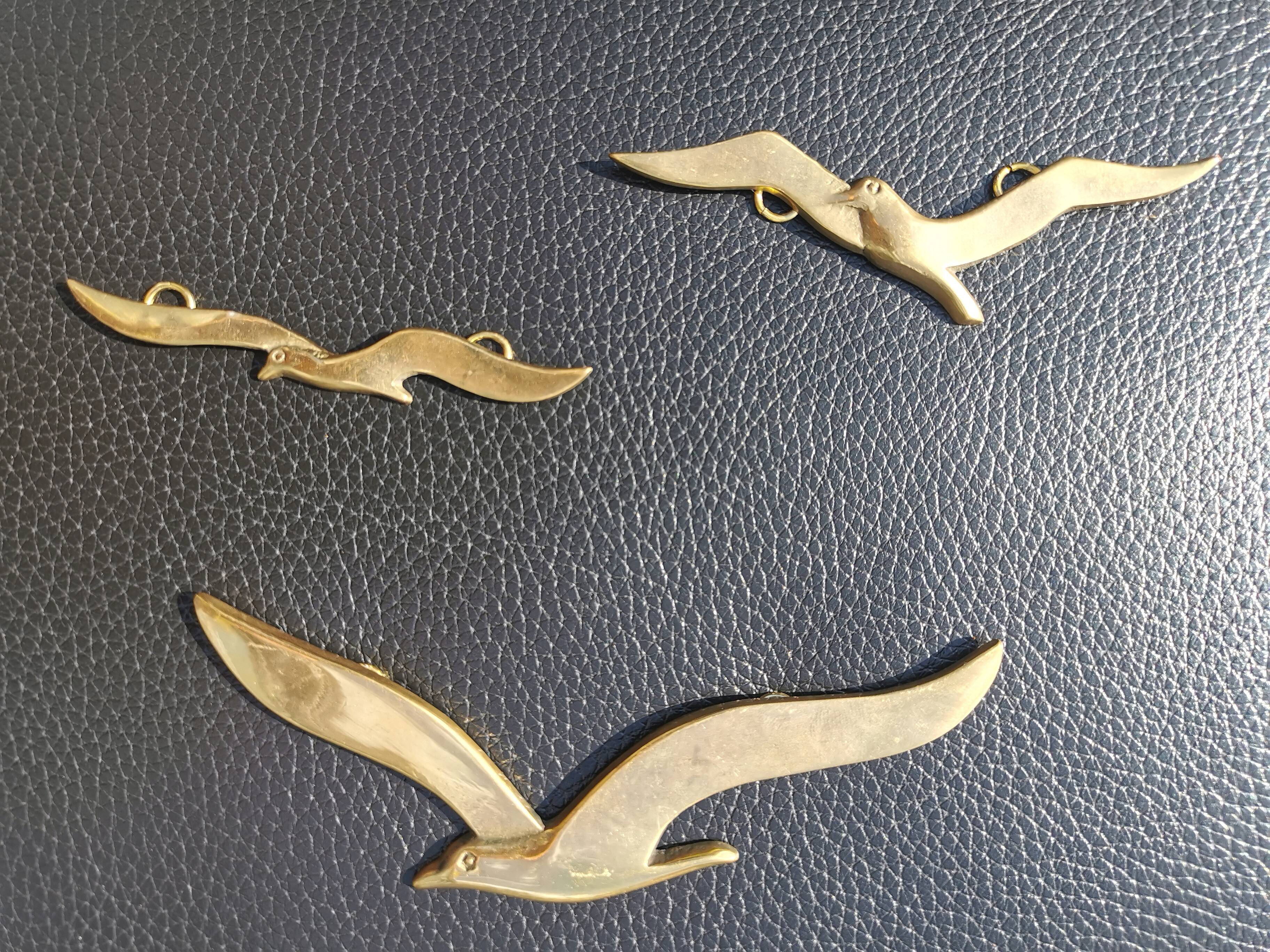 Set of 3 brass birds