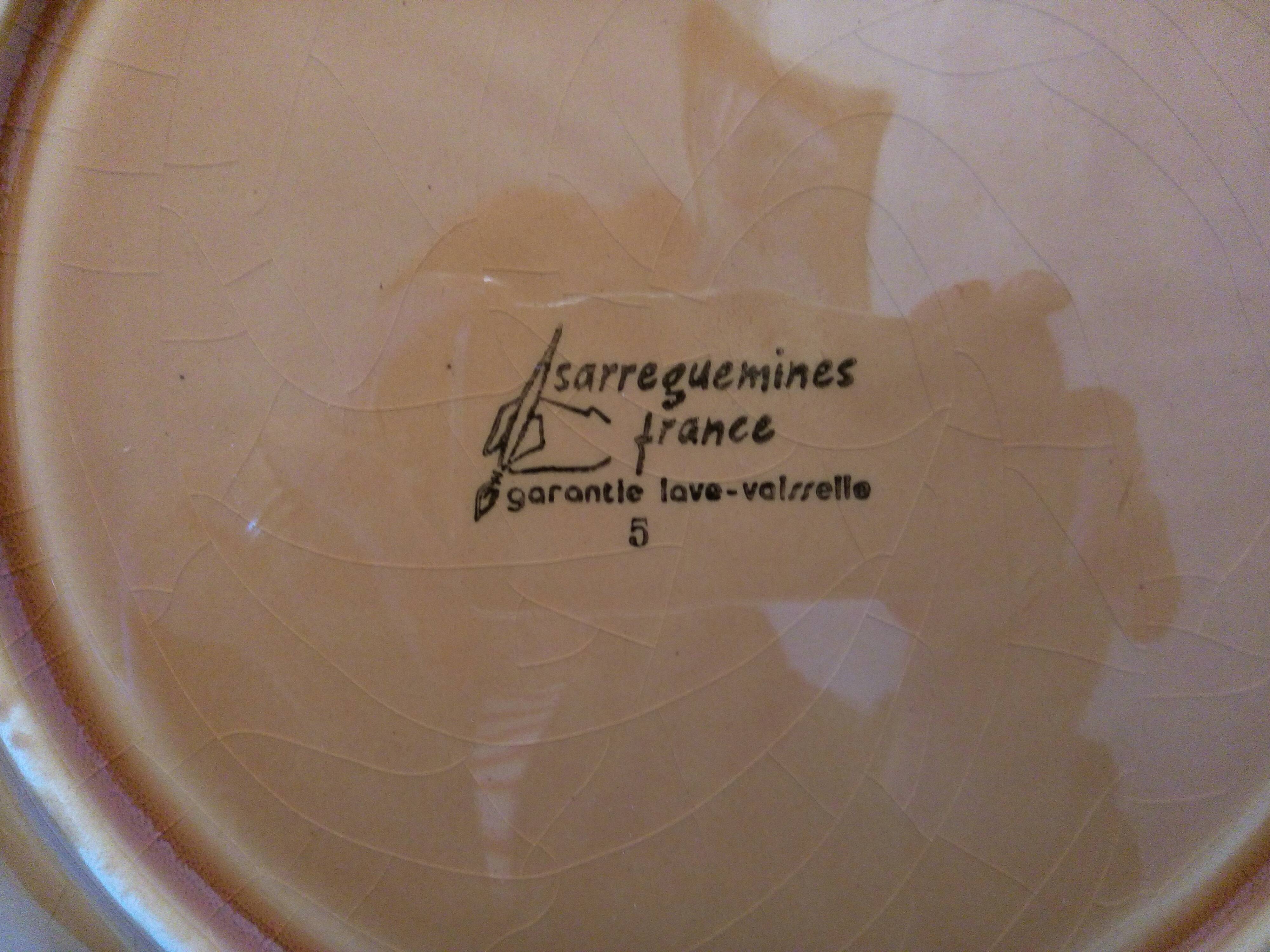 Lot de 5 assiettes de poisson Art Déco en faïence de Sarreguemines