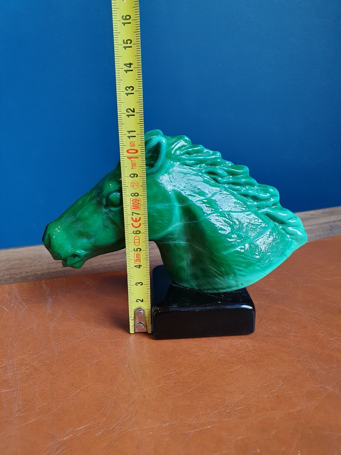 Office paperweight horse head on green base equestrian collection