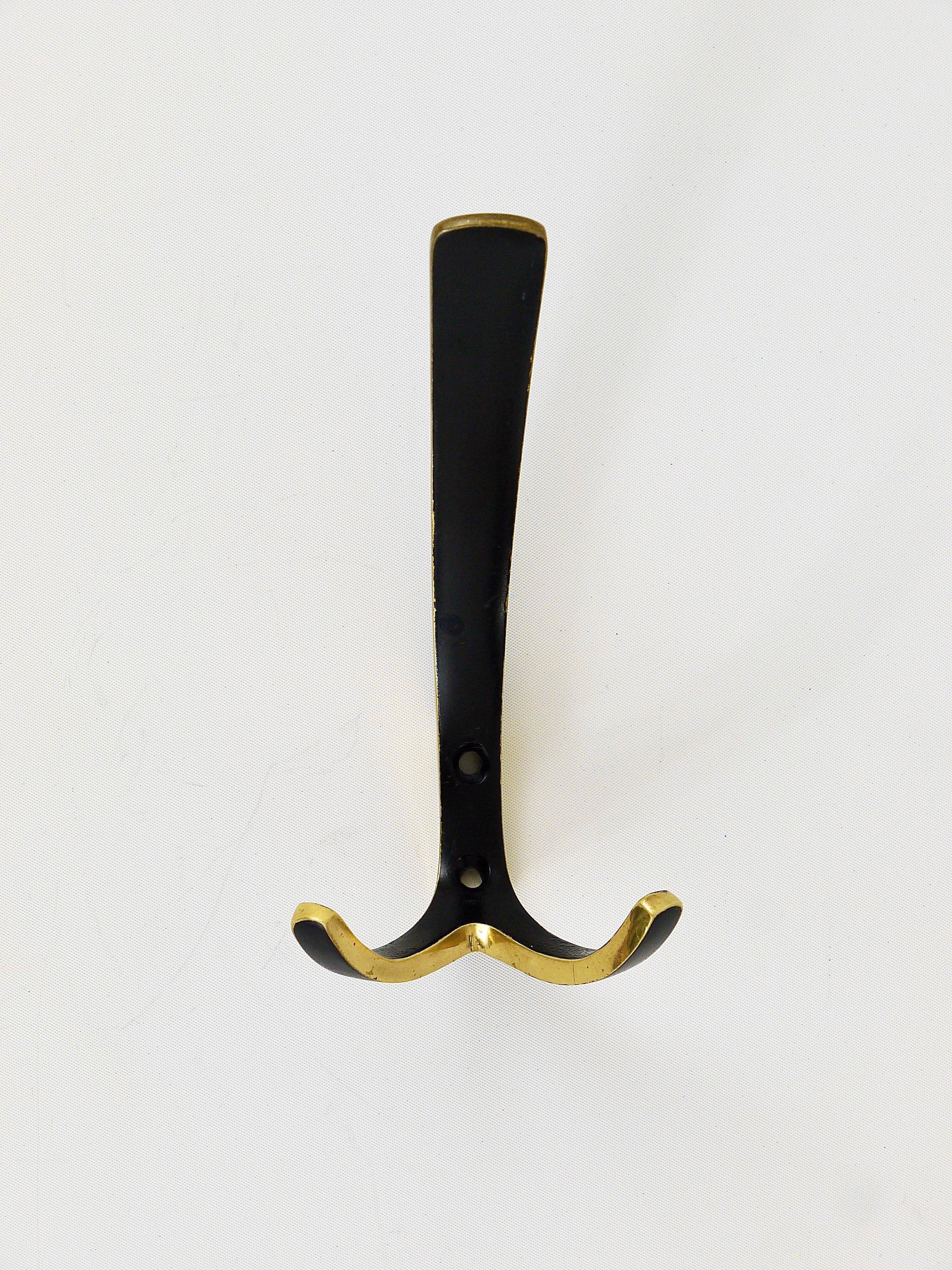 Up to 2 double wall hooks in brass from the mid-century by Herta Baller, Austria, 1950s.