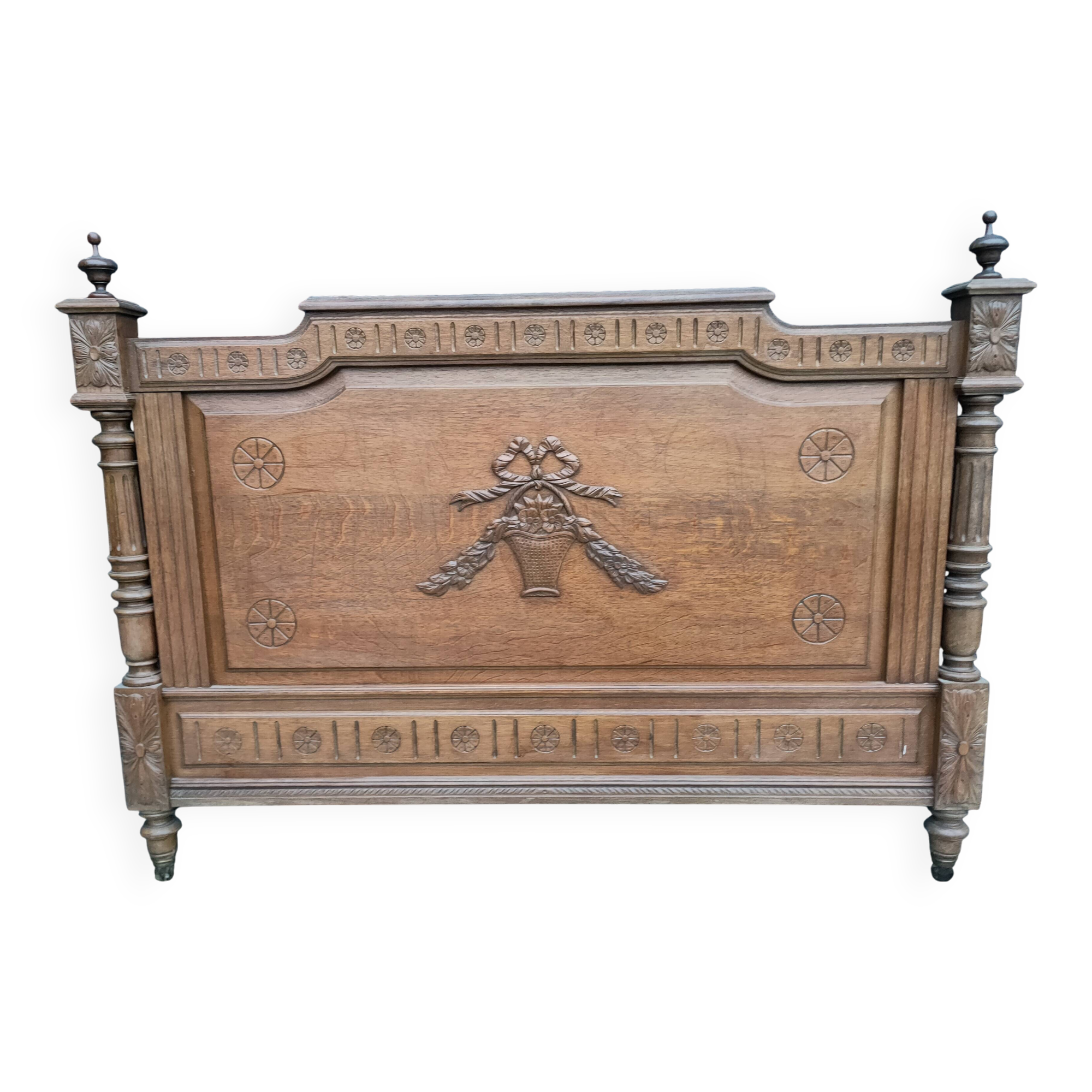 antique solid oak headboard