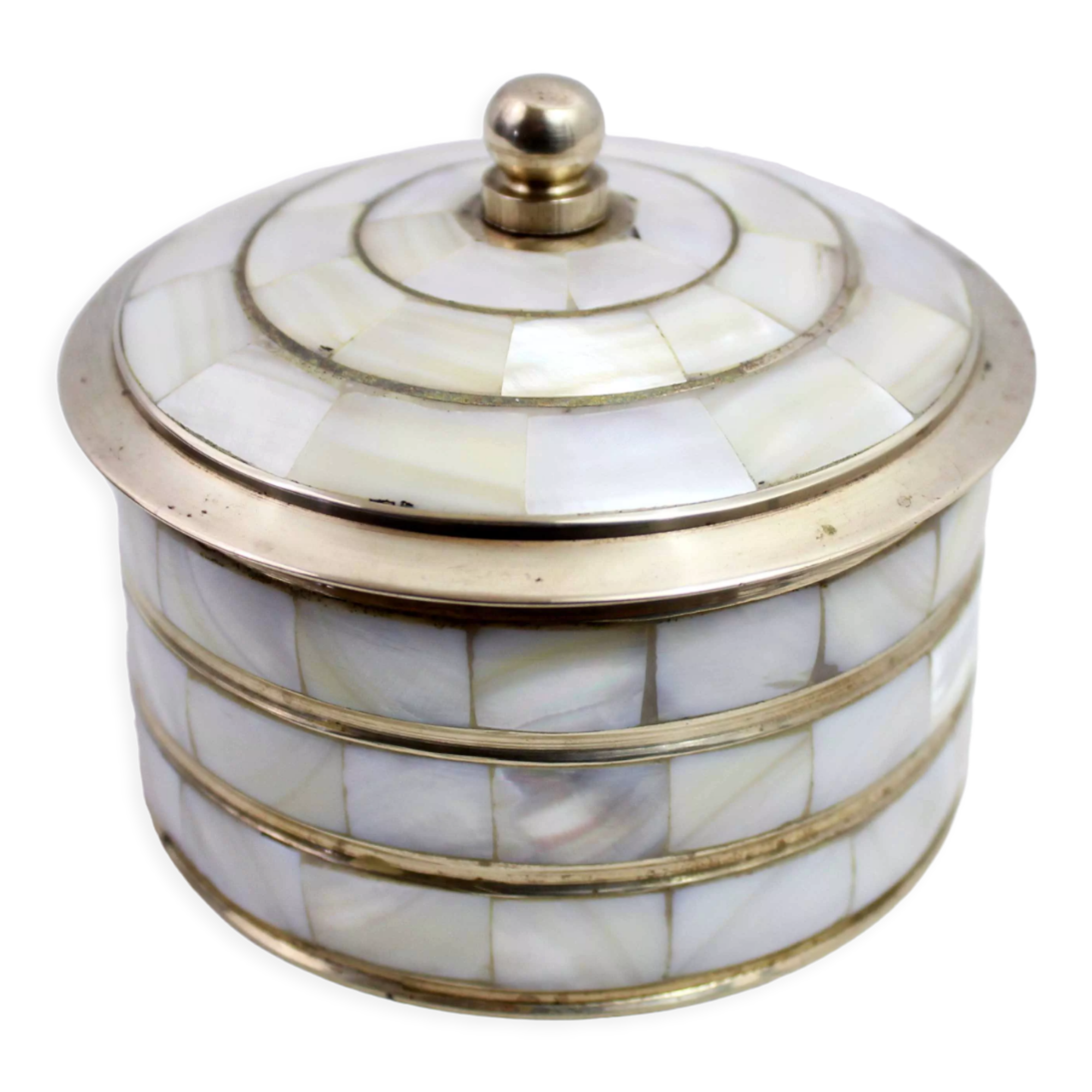 Vintage box in brass and mother-of-pearl