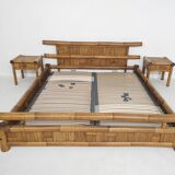 Bamboo two person bed 180 x 210 cm with night stands