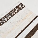 7x9 Brown Cream Striped Handmade Vintage Kilim Rug, 204x279Cm