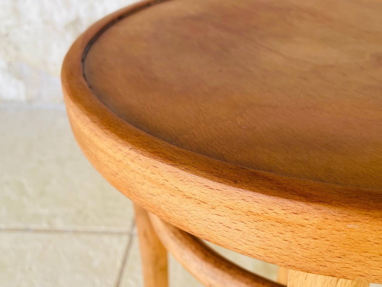 Curved wooden stool by Thonet for FMG Poland, 1930