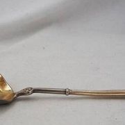 Puiforcat, sugar spoon, solid silver, Russian-style handle, vermeil.