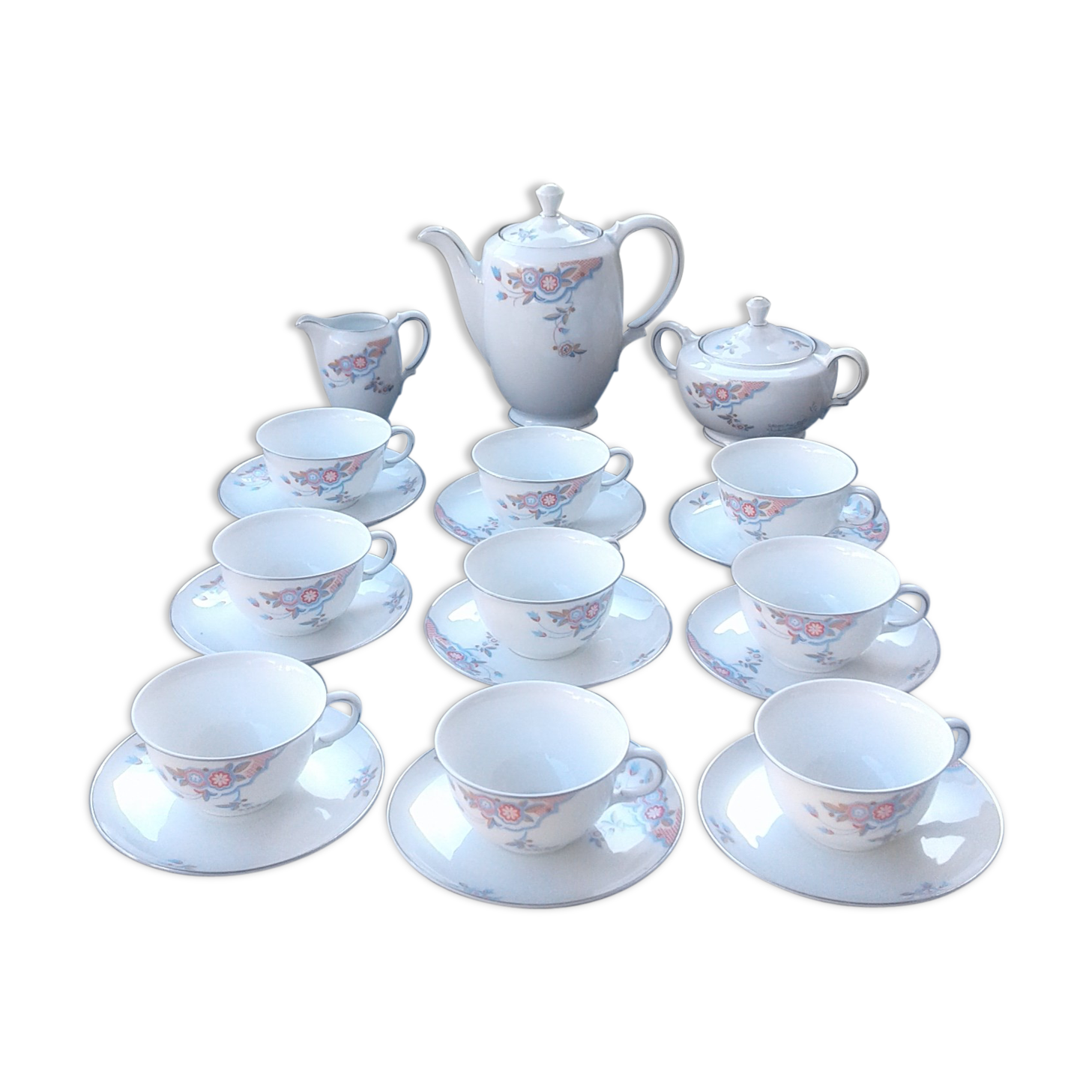 Coffee or tea service, bohemian porcelain circa 50s