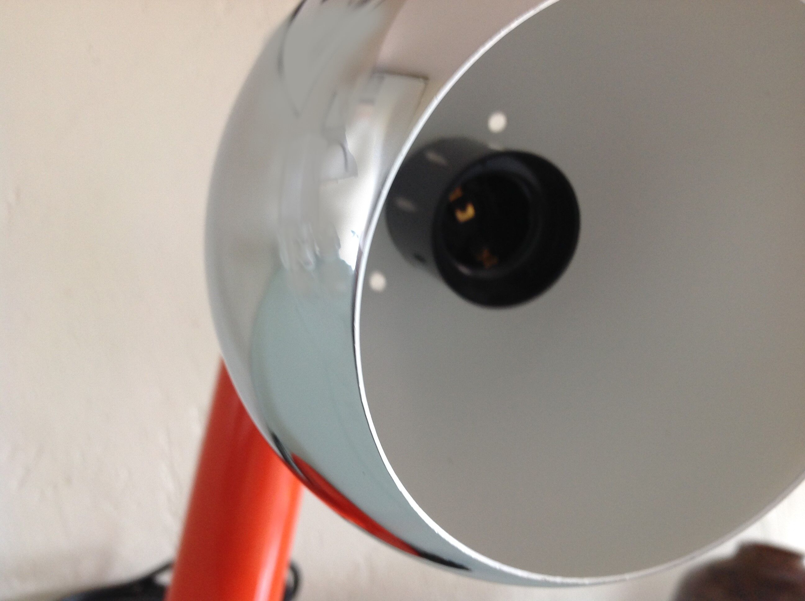 Orange eyeball lamp and chrome globe 60/70