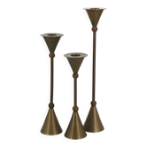 Brass candle holder trio by Christian de Beaumont, 1970s.