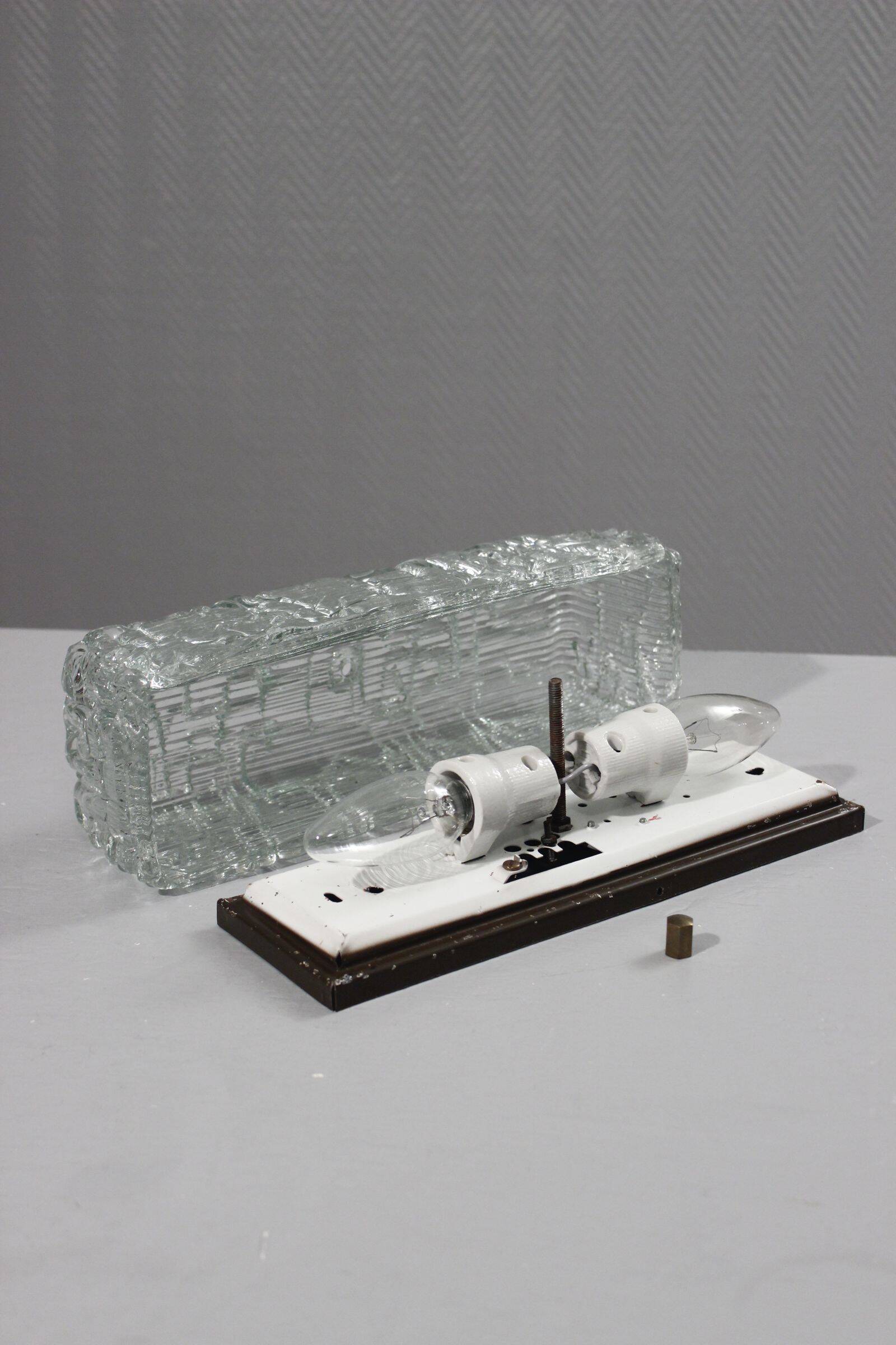 Vintage wall light frosted moulded glass 1970s