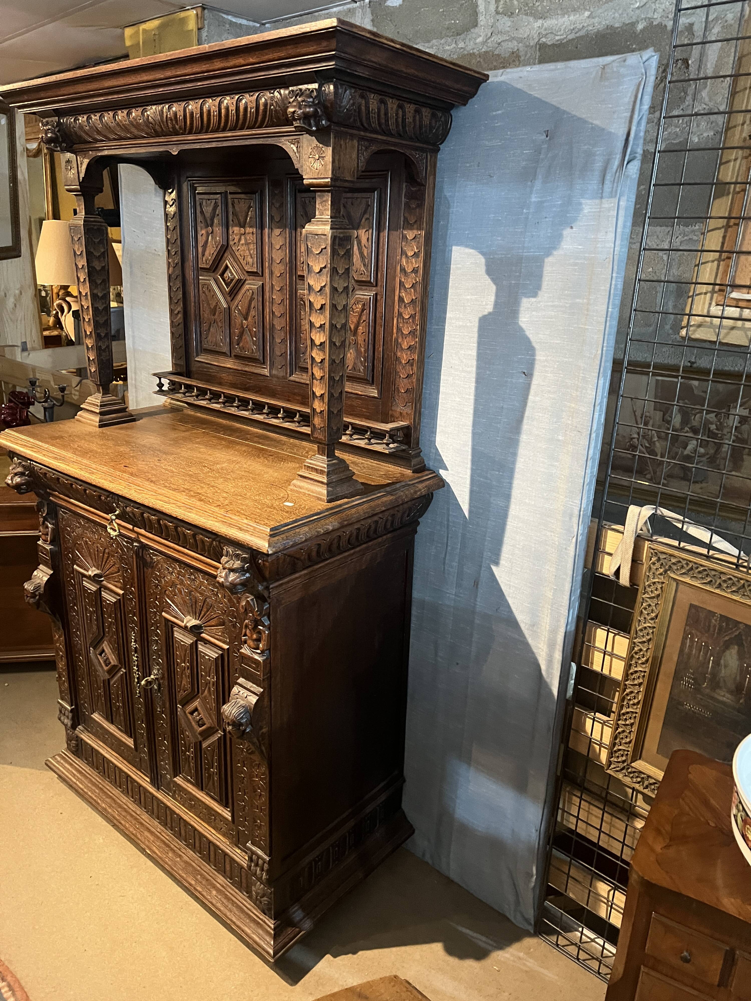 Renaissance Style Oak Sideboard