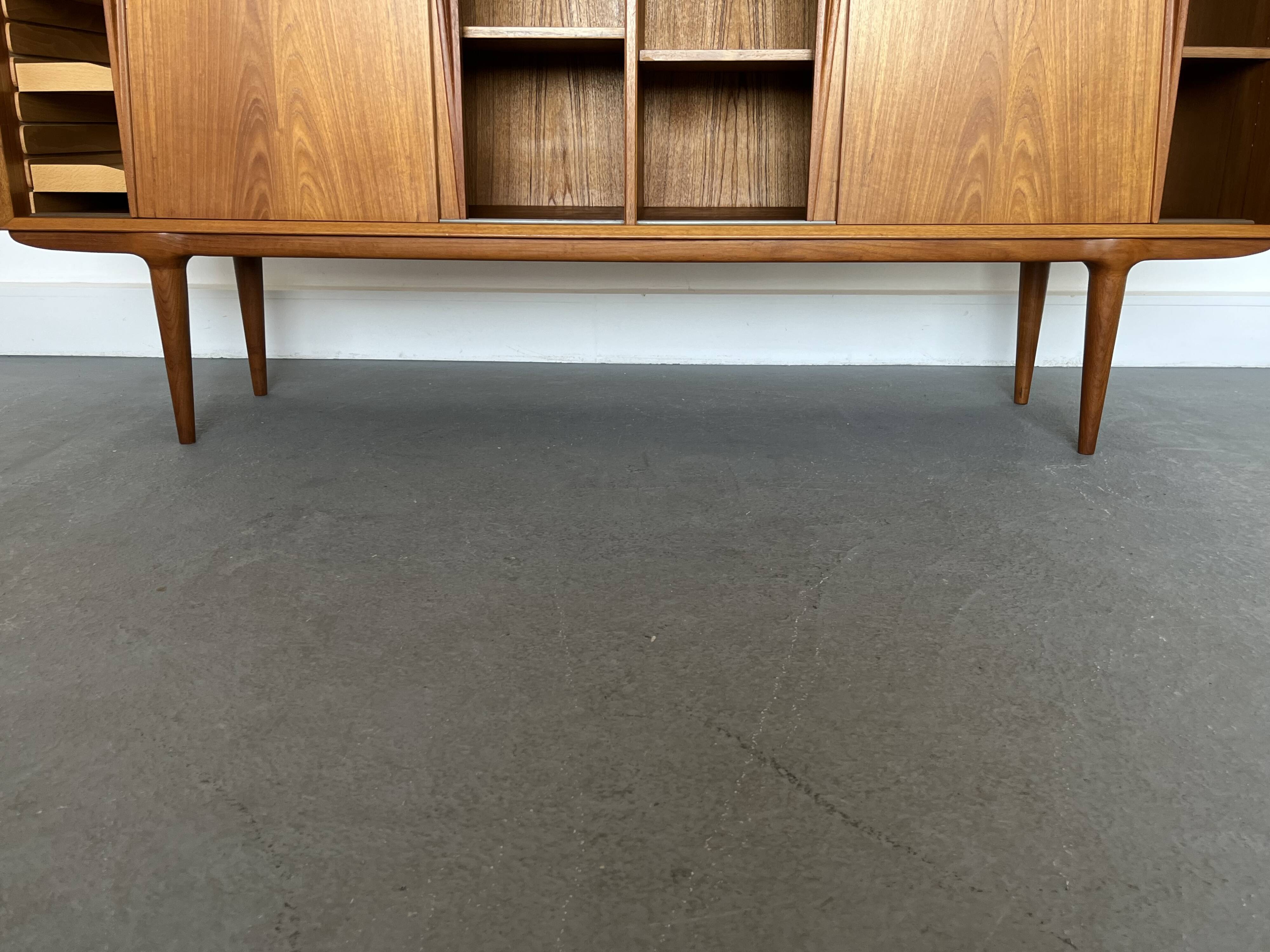 Model 19 High Sideboard in Teak with Sliding Doors by Gunni Omann for Omann Jun, 1960s