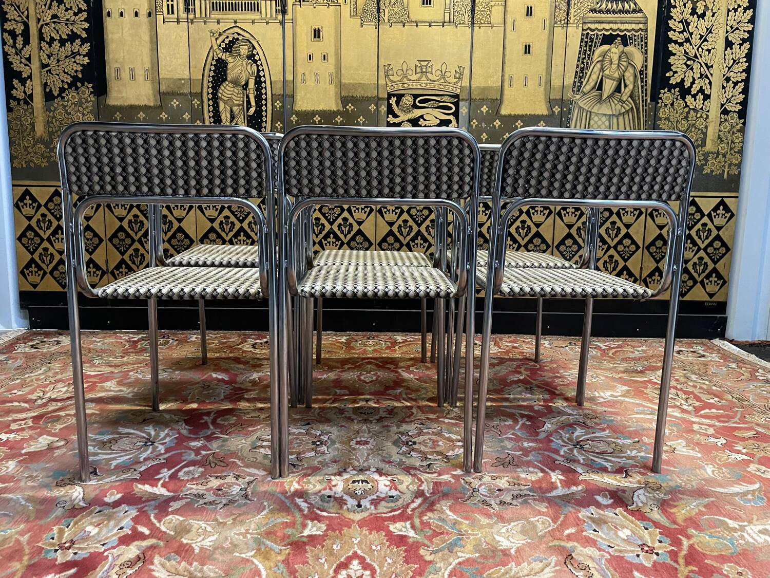 Suite de 6 chaises vintages 1970 chromées