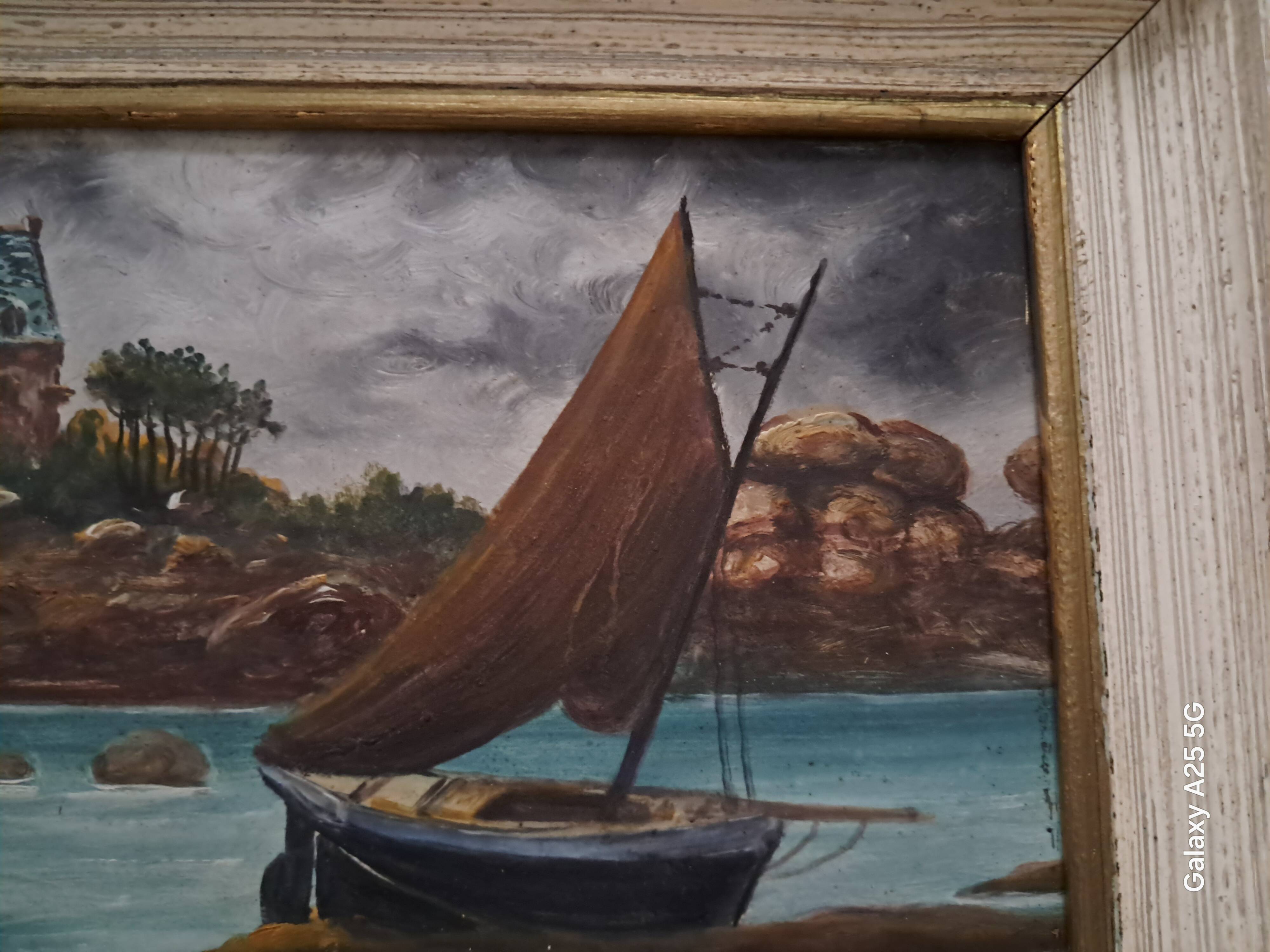 Oil painting by Raymond Blossier, landscape of Brittany.