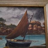 Oil painting by Raymond Blossier, landscape of Brittany.