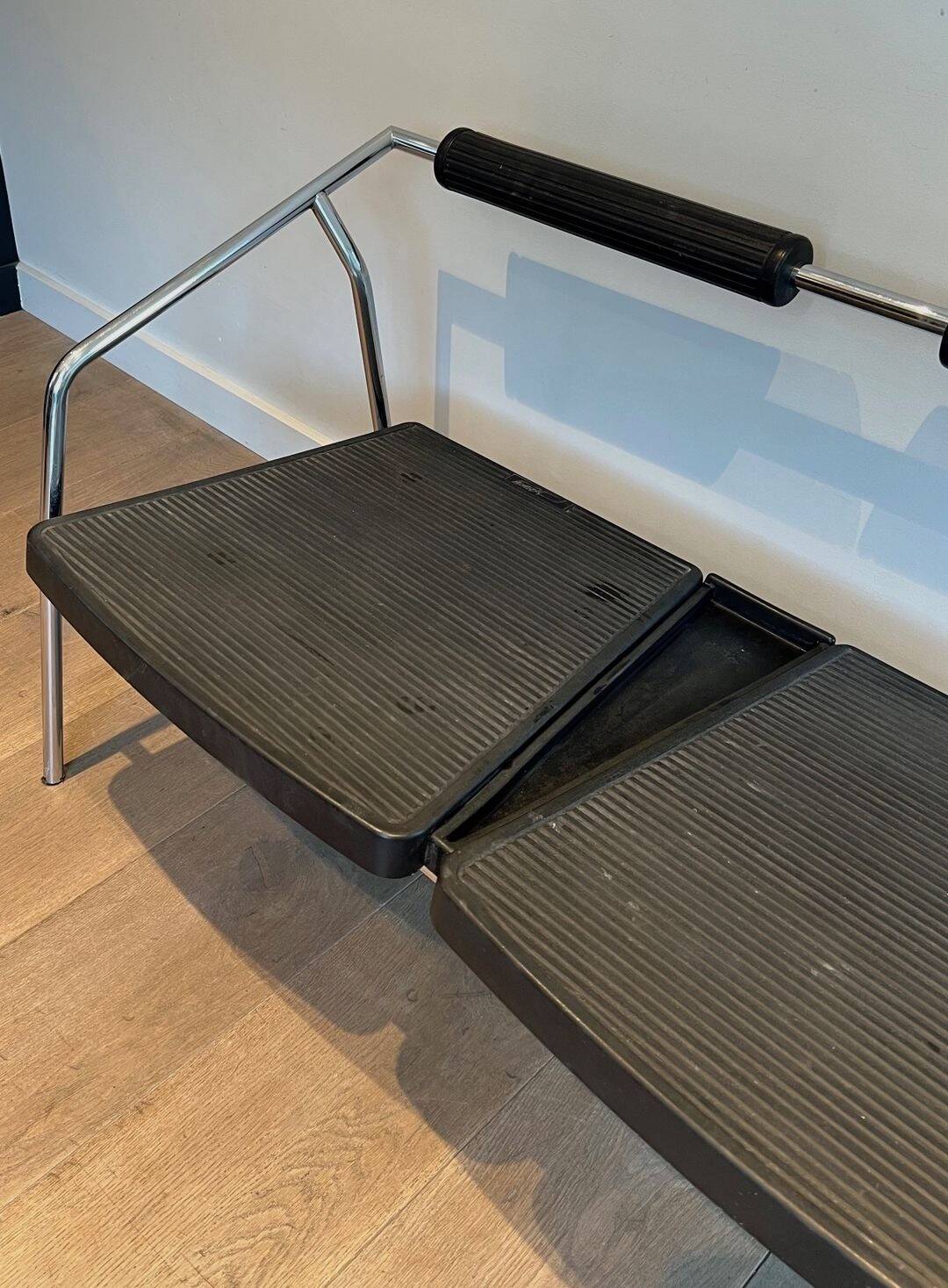 Sofa Design 'System', Chrome & Black Rubber, France, circa 1970