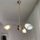 Vintage 1940s gold metal and glass 3 arm Sputnik chandelier