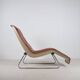 Fauteuil lounge Space Age en cuir avec base chromée, années 1970