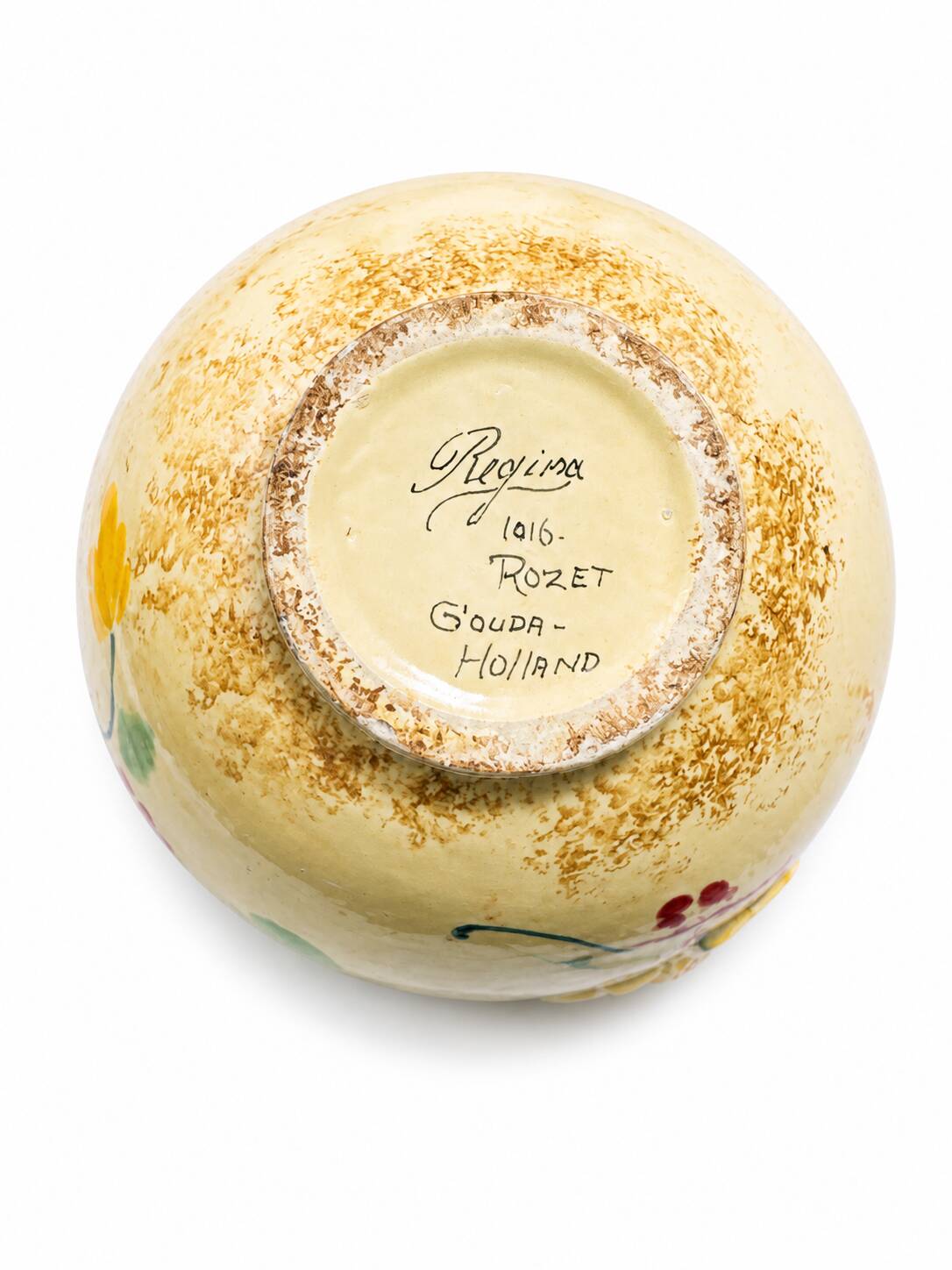 Ceramic Ball Vase "Rozet" Barbotine - Regina Gouda - c. 1950