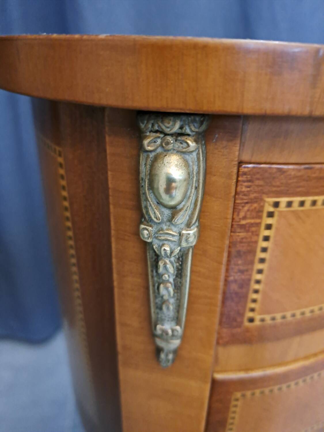 Louis XV style marquetry kidney bedside table