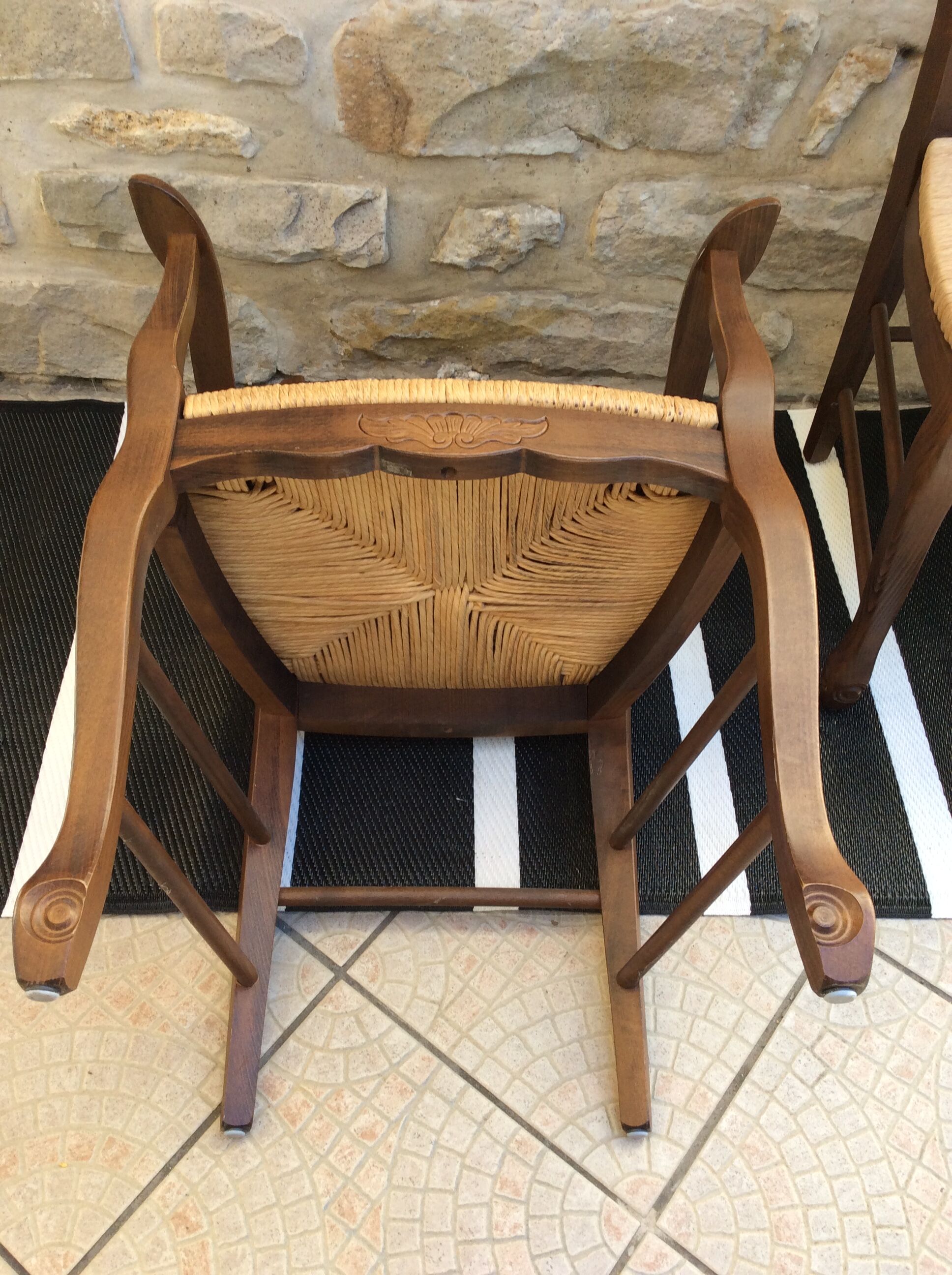 Pair of straw seating armchairs
