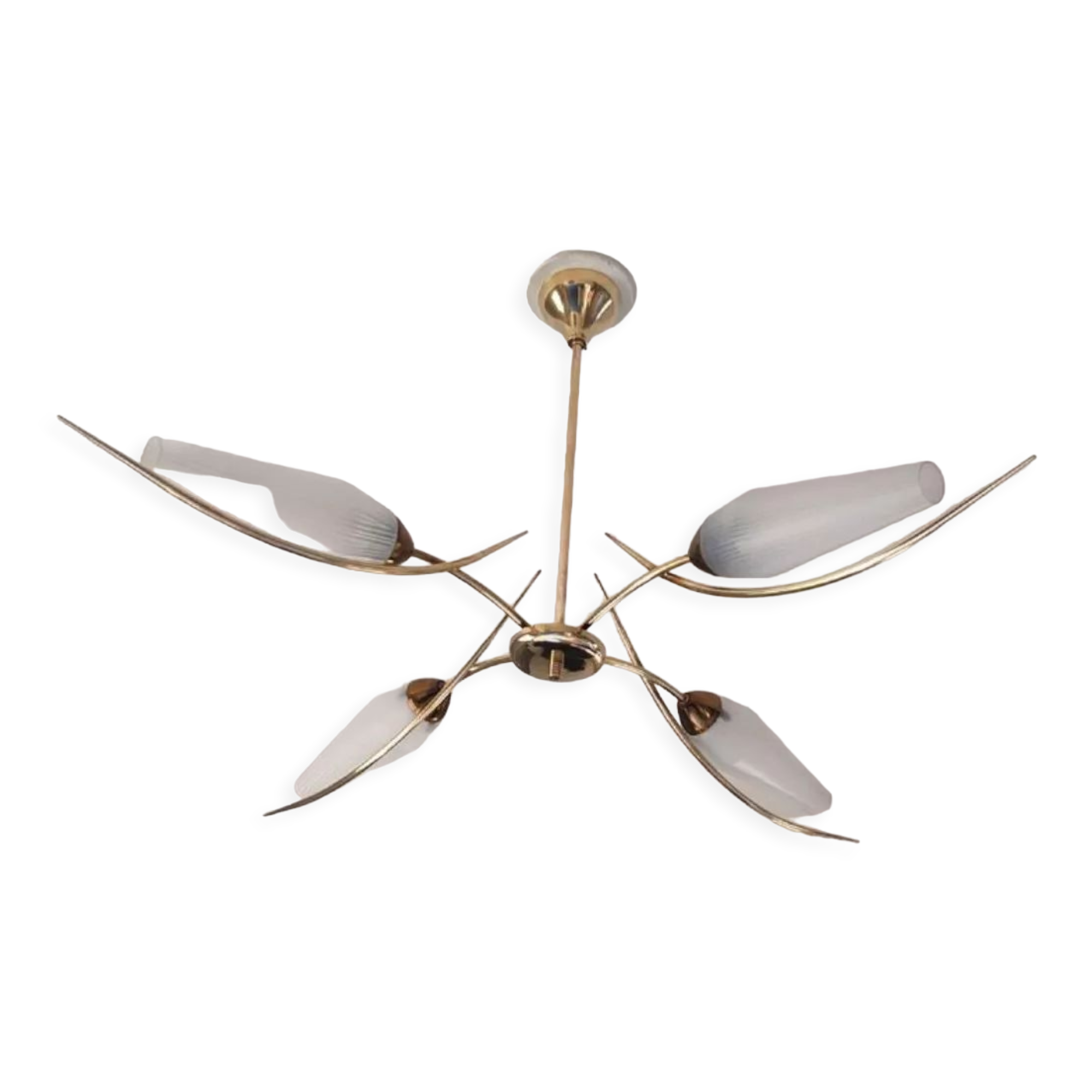 Chandelier with two vintage wall lamps house Lunel 1960