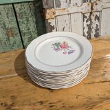 Set of 12 flat plates Digoin Sarreguemines