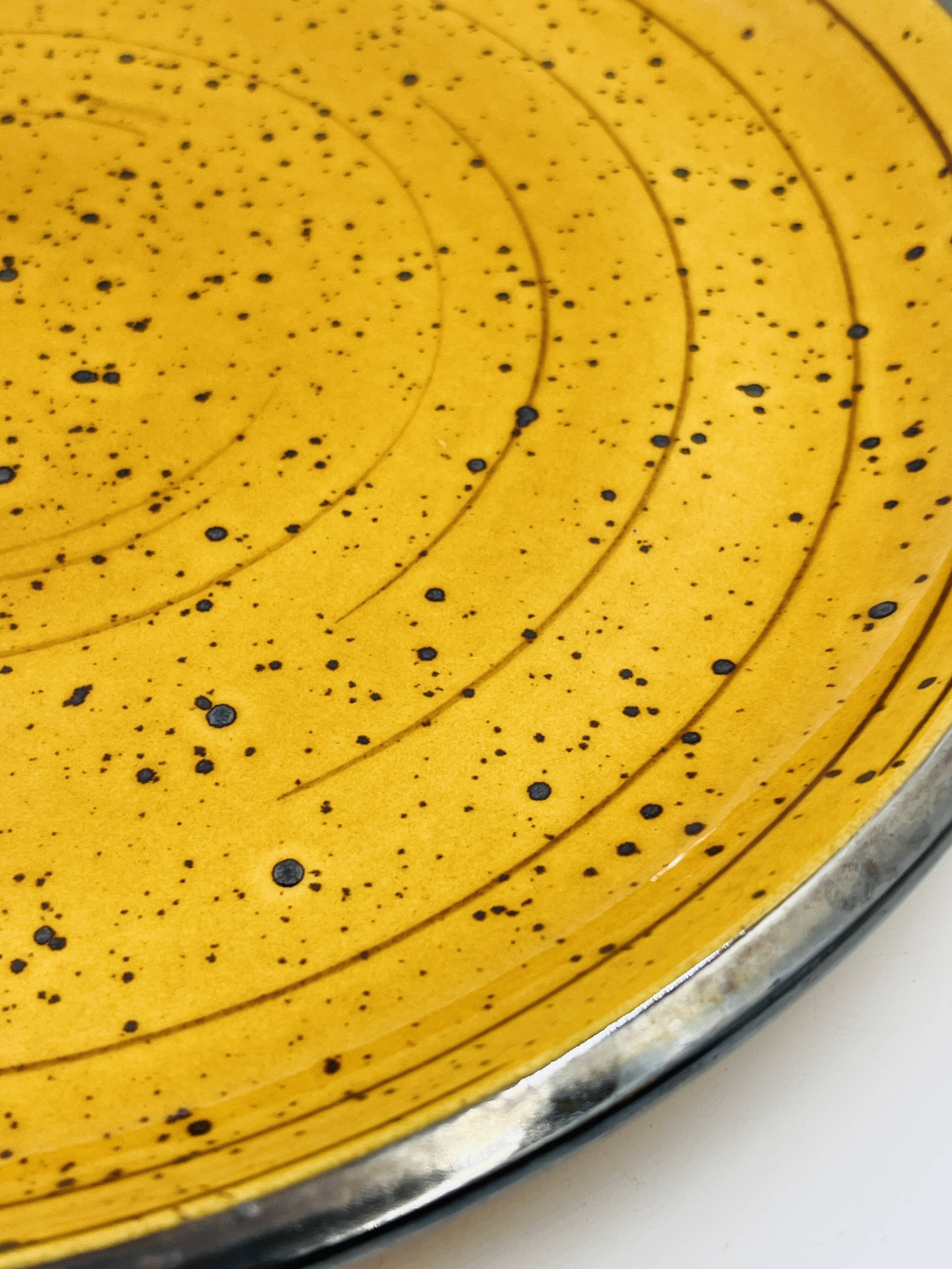 Vintage speckled yellow Palma plate Boch La Louvière